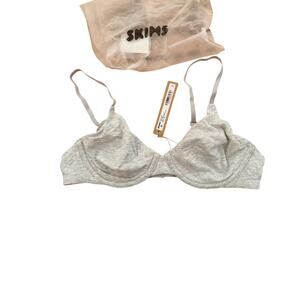 SKIMS NWT/In Bag Cotton Jersey T-Shirt Bra Light Heather Grey - 34B